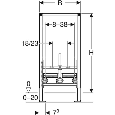 Stelaż podtynkowy do bidetu GEBERIT Duofix, 980 x 500 x 100 mm, regulacja wysokości