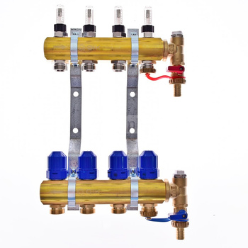 Rozdzielacz do ogrzewania podłogowego QIK Optimo MAGNET III - RMSZT-2-50-M 12-obieg. mosiądz gw 1'' x gz 3/4'' + przepływomierz