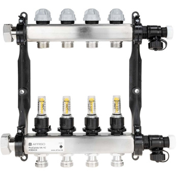 Rozdzielacz do ogrzewania podłogowego AFRISO ProCalida VA 1C 4-obieg. stal nierdzewna GZ 1'' x Euroconus 3/4''
