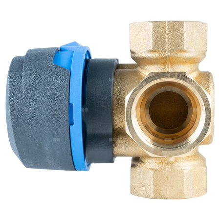 Zawór obrotowy czterodrogowy AFRISO ARV 482 ProClick, mieszający, Siłownik elektryczny ARM 343 ProClick, DN 20