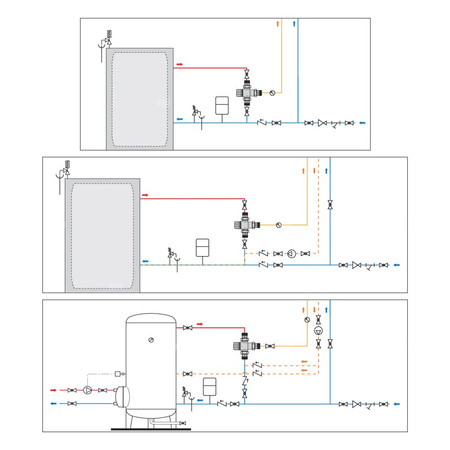 Termostatyczny zawór mieszający 1/2" 35-65 z zaw. zwr.
