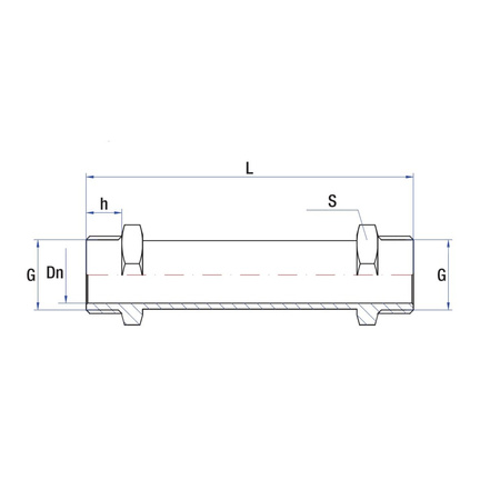 Przedłużka RUMET mosiądz 3/4'' x 3/4'' (GZ x GZ), 110 mm