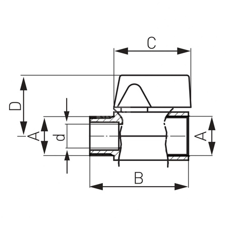 Zawór kulowy FERRO Mini 3/8'' GW, uchwyt: motylek