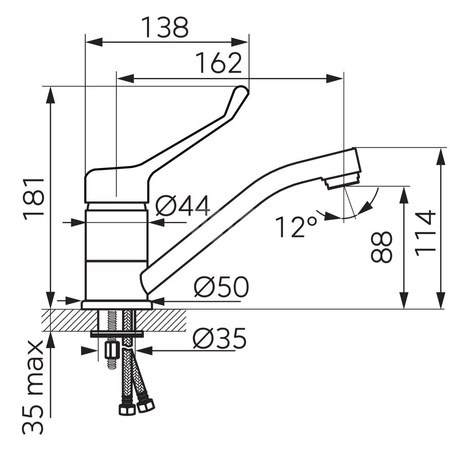 Bateria umywalkowa FERRO TIGA VERDELINE MEDICO, chrom, obrotowa, obrotowa wylewka