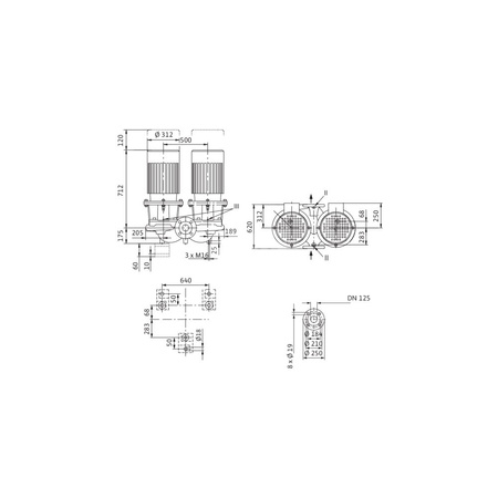 Pompa obiegowa WILO CronoTwin-DL 125/220-7,5/4-IE3 typu in-line z silnikiem znormalizowanym 50 Hz, moc silnika 7.5kW 14.9 A 1450 obr/min, wlot Kołnierz DN 125