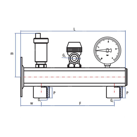 Grupa bezpieczeństwa RUMET c.o. G 3/4 x G 1/2 mosiądz