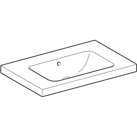 Umywalka GEBERIT iCon Light prostokątna, biała, 750mm, bez otworu na baterię, z odpływem przelewowym, półki z obu stron