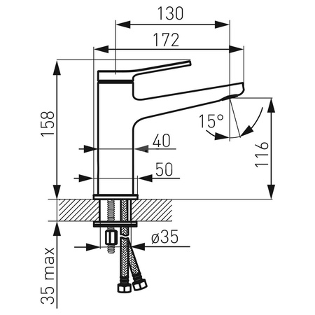 Bateria umywalkowa stojąca FERRO STRATOS, czarny