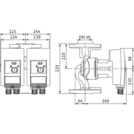 Pompa obiegowa WILO Yonos MAXO-D 40/0,5-8 PN6/10 1x230 V 50/60 Hz, PN 6/10bar