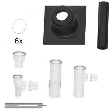Zestaw podstawowy C(14)3x (3339), pionowy zestaw spalinowy fi110 dla pierwszegoi drugiego kotła,  tworzywo polimerowe PP:kolano fi80 ze wspornikiem, szyna nośna, złączka redukcyjna fi80-fi110 L = 145 mm, trójnik fi80/fi110/fi110, przewód z kompensacją fi1