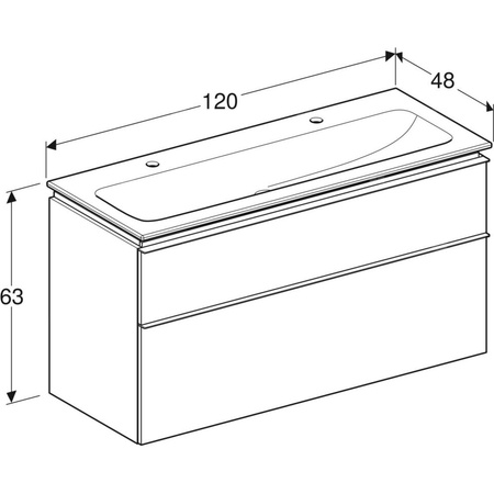 Zestaw: umywalka meblowa iCon slim, z szafką pod umywalkę, dwoma szufladami i zestawem odpływowo-przelewowym do umywalki: 120cm, szary piaskowy / lakierowany, wysoki połysk, szary piaskowy / matowy