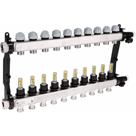 Rozdzielacz do ogrzewania podłogowego AFRISO ProCalida VA 1C 10-obieg. stal nierdzewna GZ 1'' x Euroconus 3/4''