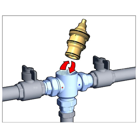 Regulowany termostatyczny zawór mieszający z wymiennym wkładem do systemów scentralizowanych 1 1/2"