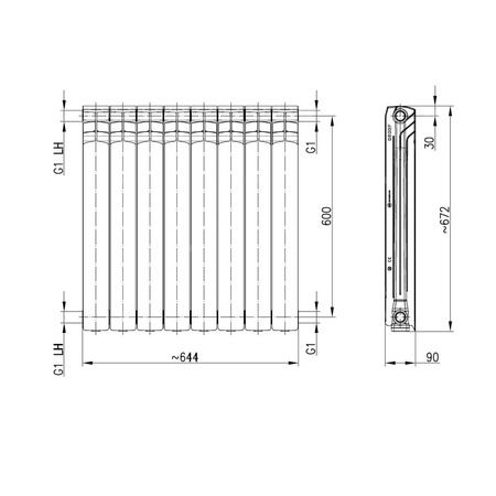 Grzejnik aluminiowy G600F/8 czarny