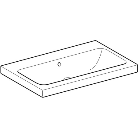 Umywalka GEBERIT iCon Light prostokątna, biała, 750mm, bez otworu na baterię, stawiana na blat, z odpływem przelewowym, półka od ściany
