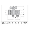 Zawór kulowy z wbudowanym, certyfikowanym zaworem zwrotnym. Z możliwością nadzoru. Nakrętka - przyłącza z gwintem zewnętrznym 3/