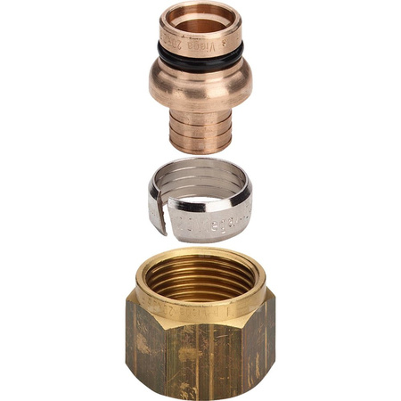 Dwuzłączka przyłączeniowa VIEGA 2019 trzyczęść., brąz / brąz, 16 mm (pz x gw)
