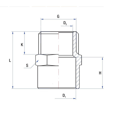 Nypel lut RUMET Mosiądz 1/2'' x 22 mm (GZ)