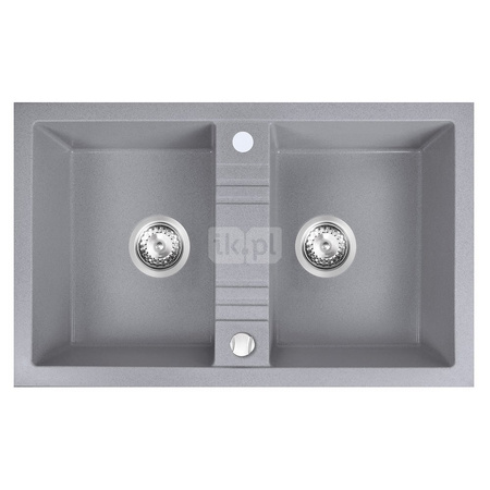 MEZZO II zlewozmywak granitowy 2-komorowy 48/78, szary