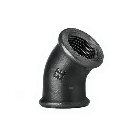 Kolano 45' ODLEWNIA ZAWIERCIE A1/5/120 żeliwo (czarne) 1'' (GW x GW)