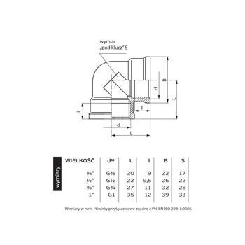 Kolano PERFEXIM 5113, mosiądz, 3/4'' (gw x gw), PN16 bar