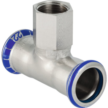 Trójnik GEBERIT Mapress Edelstahl FKM przejściowy stal nierdzewna 35 mm x 3/4'' x 35 mm (mufa zaciskowa x GW x mufa zaciskowa)