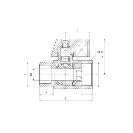 Zawór kulowy PERFEXIM 3021 mosiądz chromowany, PN16 1/2'' gz x gw, uchwyt: krótka dźwignia