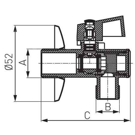 Zawór kulowy FERRO Z filtrem z rozetą 1/2'' x 3/8'' GZ kątowy, uchwyt: motylek