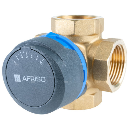 Zawór obrotowy czterodrogowy AFRISO ARV 484 ProClick, mieszający, Siłownik elektryczny ARM 343 ProClick, DN 25