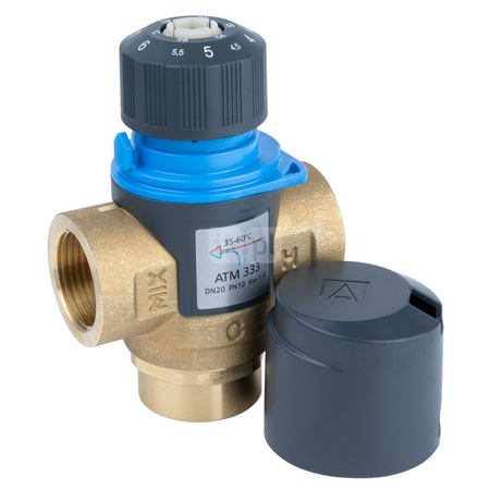 Zawór regulacyjny termostatyczny do wody ciepłej AFRISO ATM 333 mosiądz GW 3/4'', DN 20, zakres temp. 35-60'C, Kvs 1.6 m3/h, maksymalna temperatura 90'C, maksymane ciśnienie 10 bar