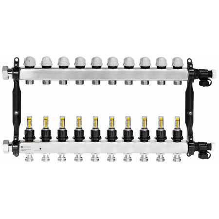 Rozdzielacz do ogrzewania podłogowego AFRISO ProCalida VA 1C 10-obieg. stal nierdzewna GZ 1'' x Euroconus 3/4''
