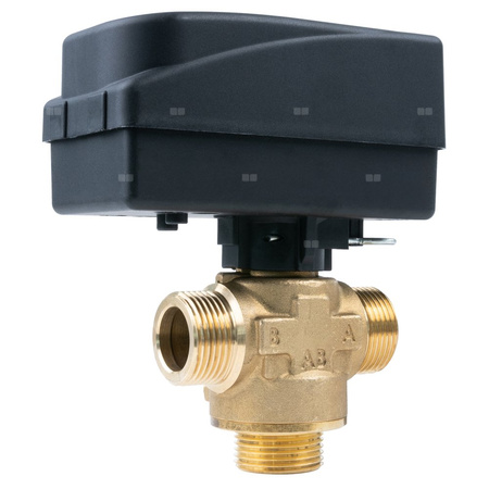 Zawór trójdrożny AFRISO AZV 642 mosiądz, średnica DN15 gwinty zewnętrzne silnik elektryczny
