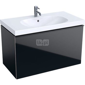 Dolna szafka pod umywalkę Acanto, B90, z 1 szufladą i 1 szufladą wewnętrzną, syfon oszczędzający przestrzeń, czarny mat