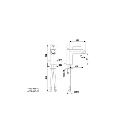 Bateria umywalkowa stojąca KFA Armatura ANGELIT, chrom, montaż blat / otwór na baterię