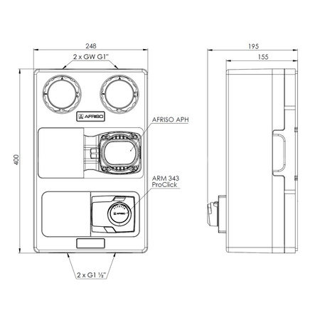 Grupa pompowa AFRISO PrimoTherm K 180-2 DN 25 AP 3-WM-SM GZ x GW 1 1/2'' x 1'', z zaworem mieszającym, z izolacją, z pompą obiegową, z siłownikiem arm 343 proclick