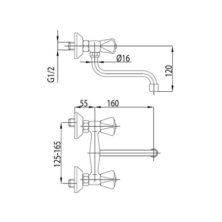 Bateria zlewozmywakowa ścienna KFA Armatura STANDARD, kolor chrom 410, mosiądz