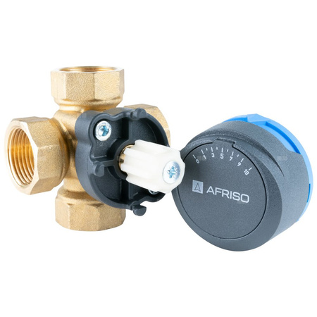 Zawór obrotowy czterodrogowy AFRISO ARV 482 ProClick, mieszający, Siłownik elektryczny ARM 343 ProClick, DN 20