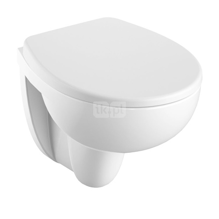 REKORD Miska ustępowa wisząca lejowa, Rimfree, krótka 48cm (deski tylko z montażem od góry)