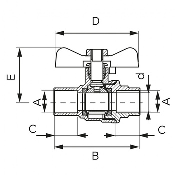 Zawór kulowy FERRO F-Power do wlutowania 15 mm lw, uchwyt: motylek