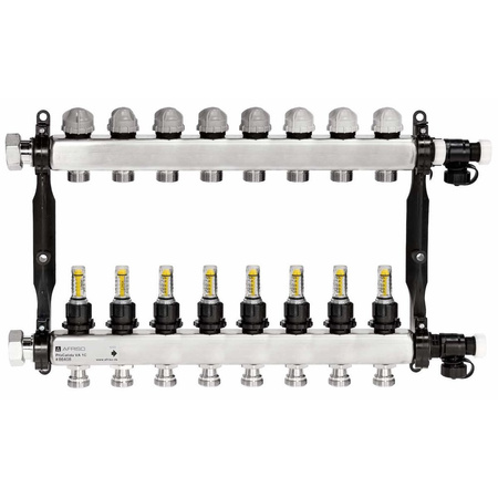 Rozdzielacz do ogrzewania podłogowego AFRISO ProCalida VA 1C 8-obieg. stal nierdzewna GZ 1'' x Euroconus 3/4''