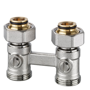 Vekotrim G3/4 - Zestaw przyłączeniowy do grzejników dolnozasilanych z wkładką zaworową z funkcją odcięcia, prosty