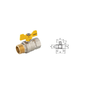 Zawór kulowy gazowy 1/2" GW-GZ typ G18 z motylkiem