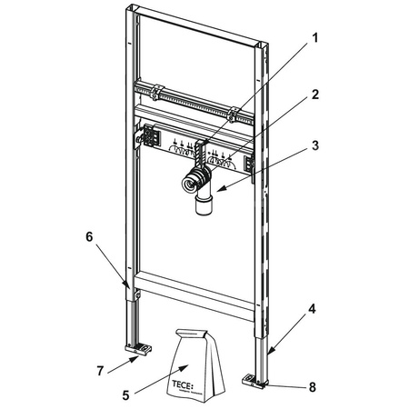 Stelaż podtynkowy do umywalki TECE profil, 1120 x 500 x 90 mm, regulowana wysokość