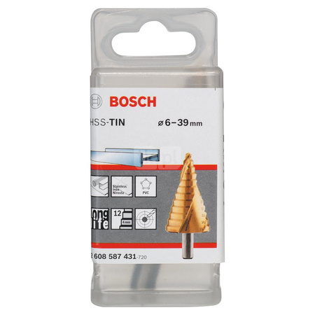 Wiertło stopniowe, stal szybkotnąca HSS-TiN 6 - 39 mm, 10,0 mm, 93,5 mm