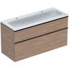 Zestaw: umywalka meblowa iCon slim, z szafką pod umywalkę, dwoma szufladami i zestawem odpływowo-przelewowym do umywalki: 120cm, dąb / melaminowa struktura drewna, lava / matowy