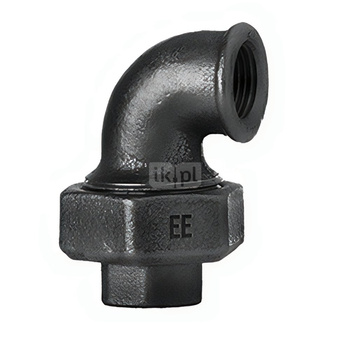 Śrubunek kątowy ODLEWNIA ZAWIERCIE 95oru żeliwo (czarne) 3/8'' (GW x GW), z uszczelką