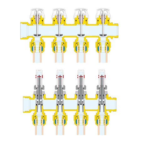 Zespół rozdzielaczy. 1" x 12 wyjść 3/4" GZ