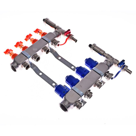 Rozdzielacz do ogrzewania podłogowego QIK Optimo STANDARD III - RNZT-1-50 3-obieg. inox gw 1'' x gz 3/4'' + przepływomierz