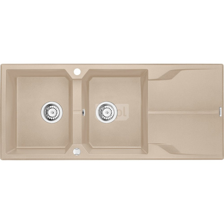 Deante Andante Zlewozmywak granitowy 2-komorowy z ociekaczem - piaskowy
