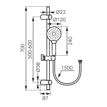 FANO LA natrysk przesuwny 3F, chrom